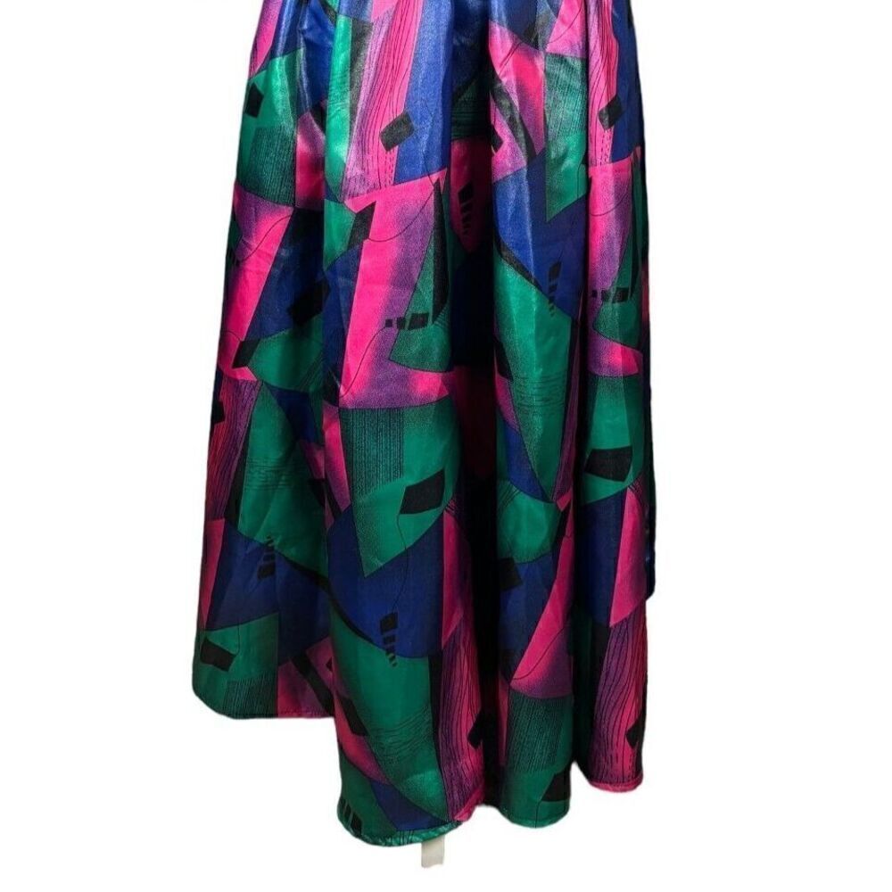 Eien A-Line Midi Dress Size Small Geometric Blue Pink Artsy Vintage Inspired - Picture 5 of 8